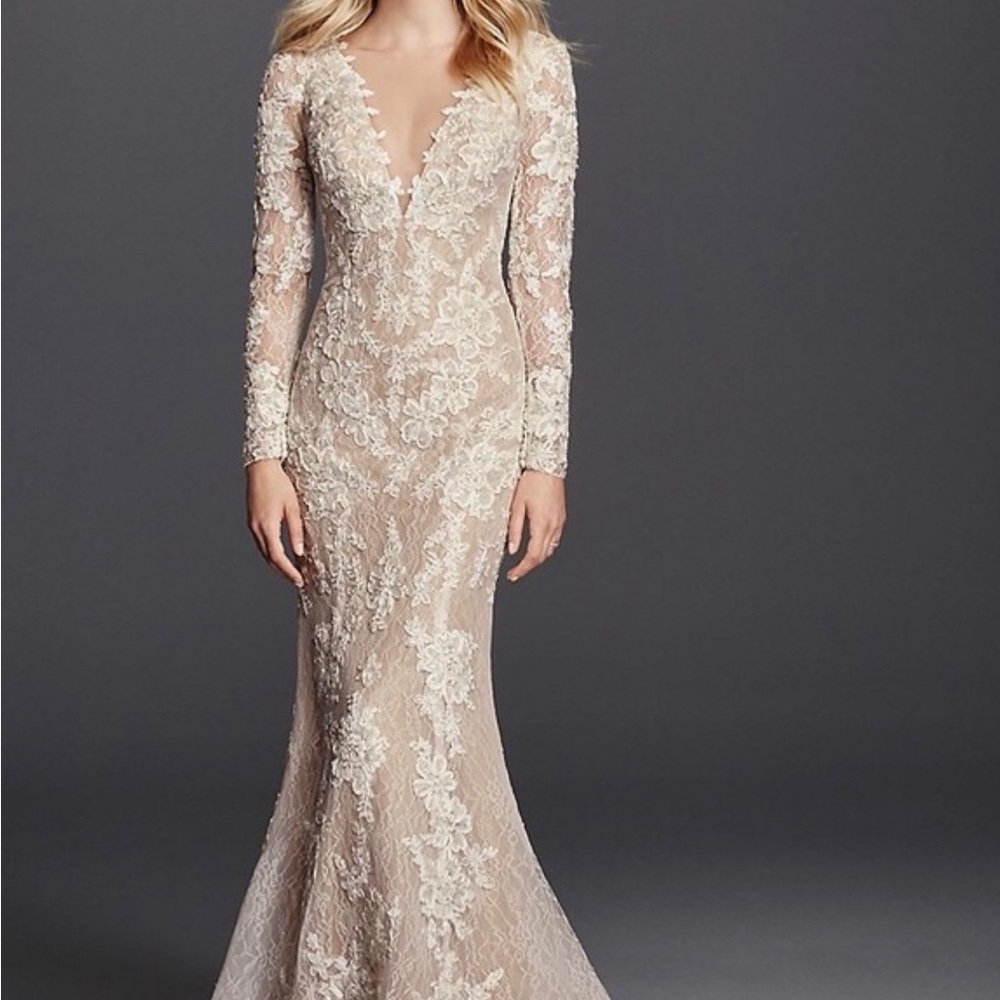 GALINA SIGNATURE Beaded Plunging Tank Mermaid Wedding Dress in Solid Ivory 12
